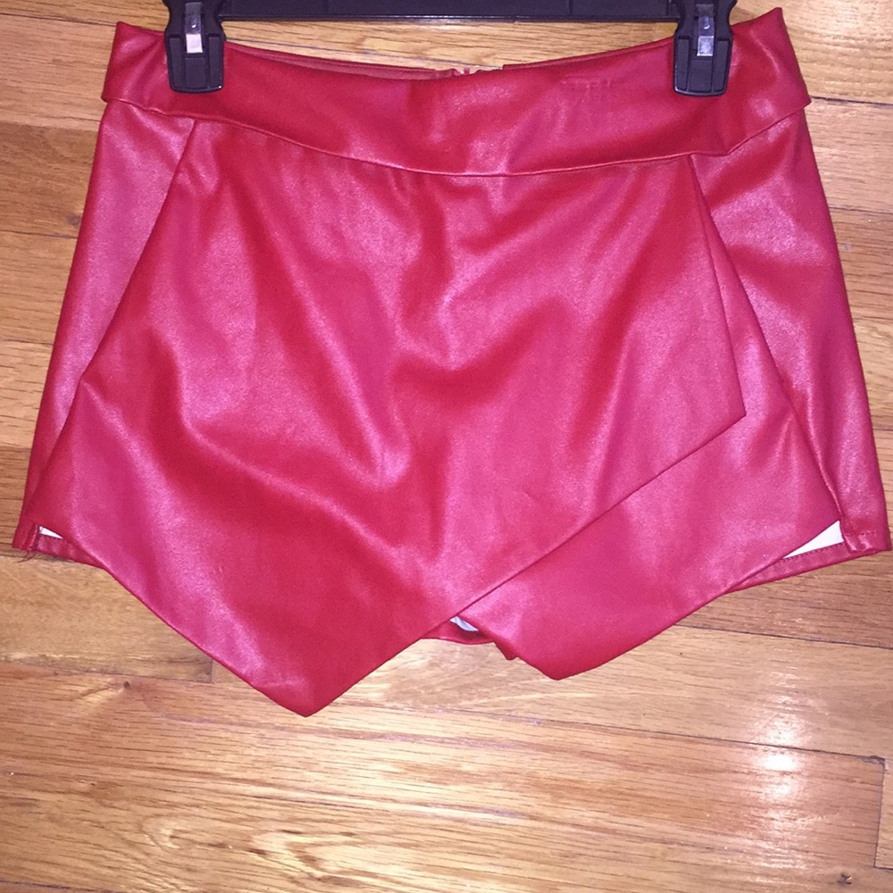 HOT Red Leather Skort. Size S